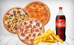 3'lü Pizza + Atıştırmalık + İçecek